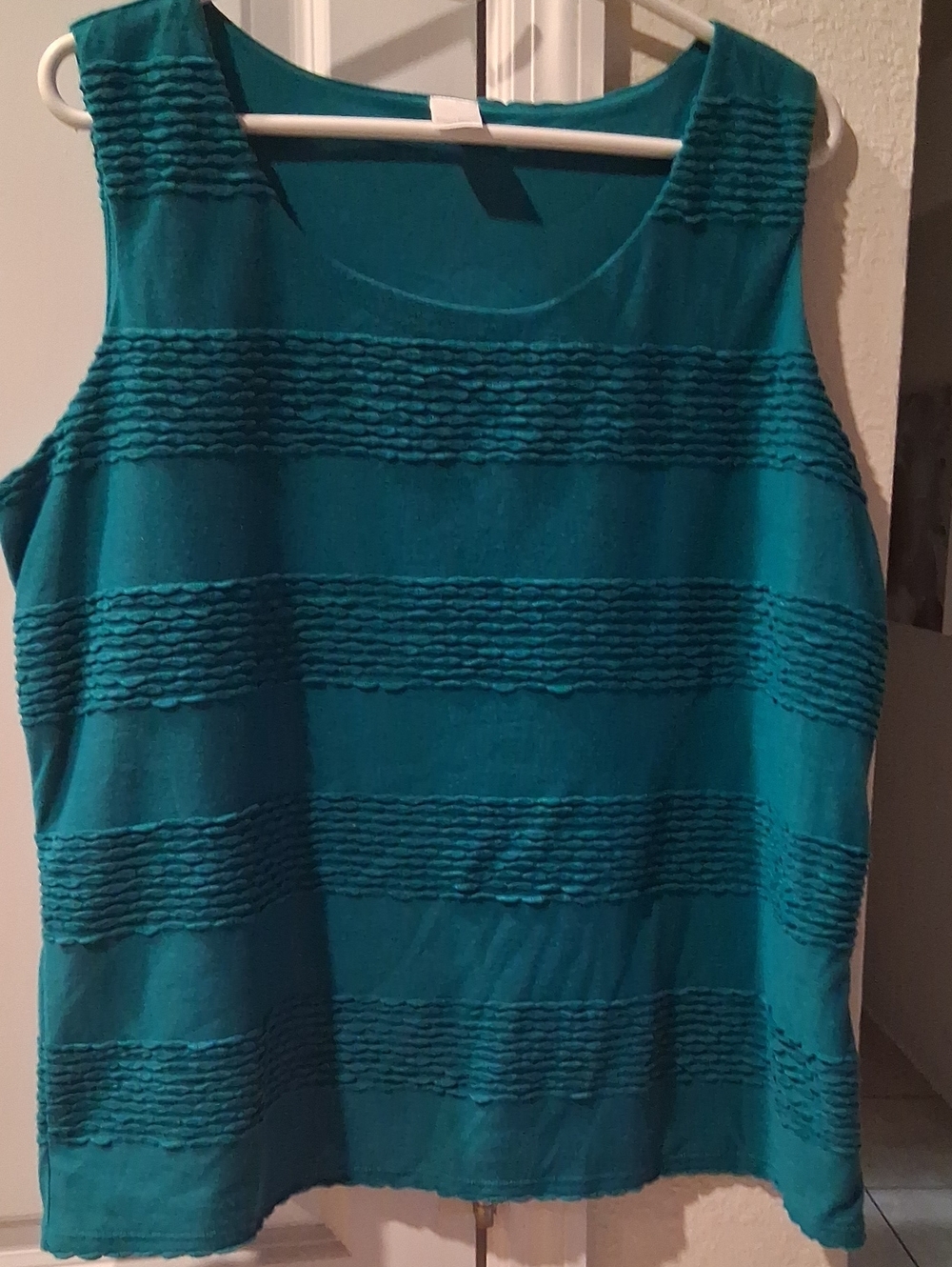 F: East 5th Teal Textured Stripe Sleeveless Tank